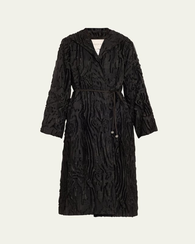 Wrap-Front Textured Jacquard Jacket