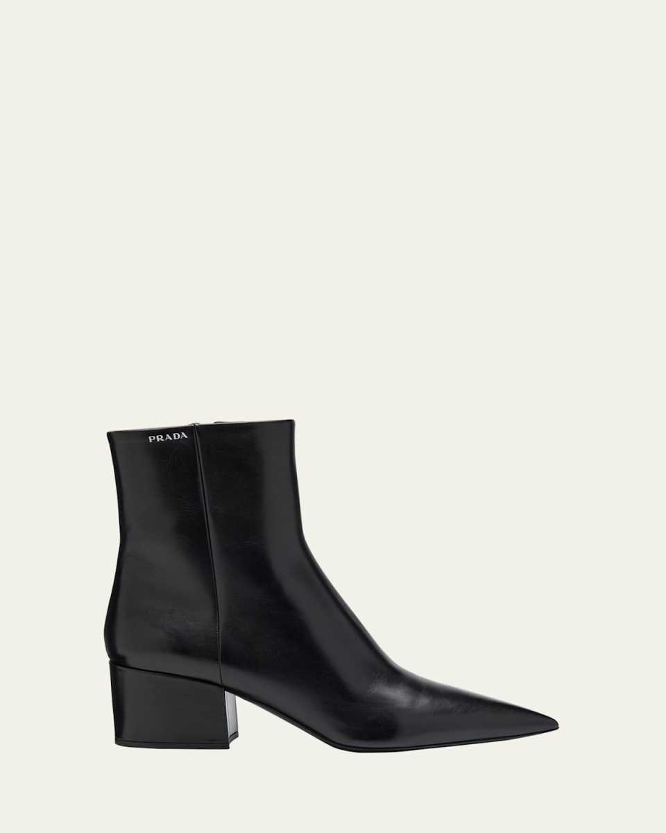 Leather Zip Ankle Booties