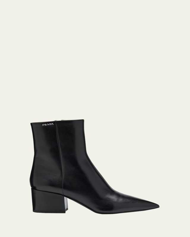 Leather Zip Ankle Booties