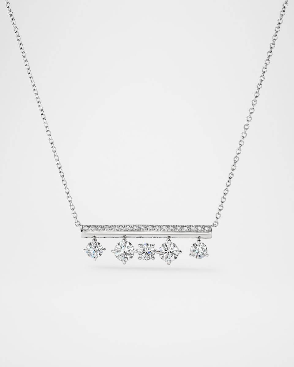 Barre 18K White Gold Pave Floating Diamond Pendant Necklace