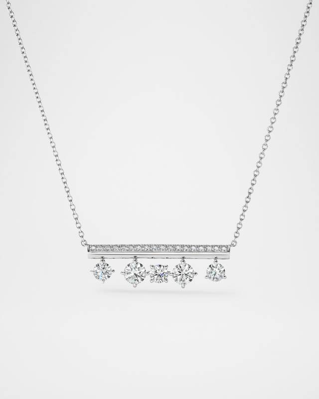 Barre 18K White Gold Pave Floating Diamond Pendant Necklace