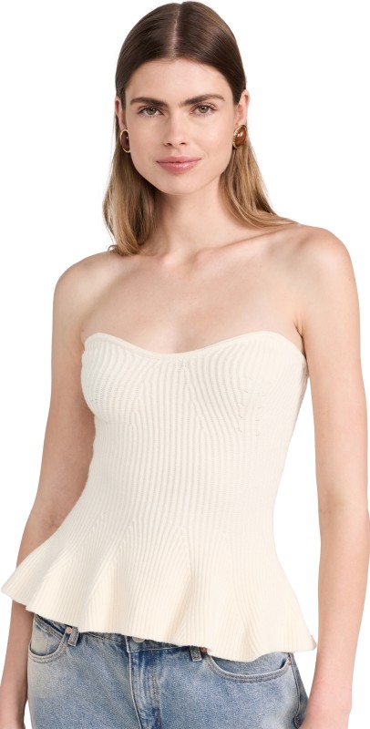 Line & Dot Saffy Peplum Top Ivory