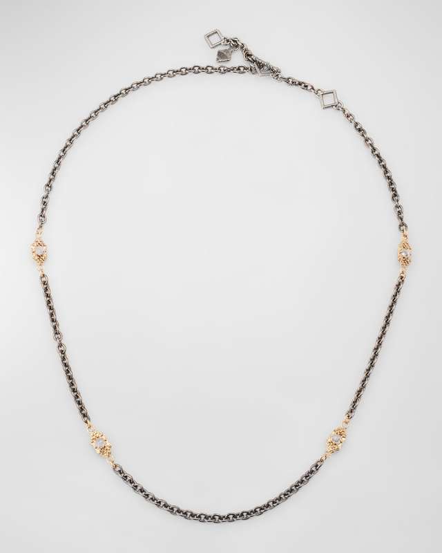 Alternating Diamond Scroll Necklace