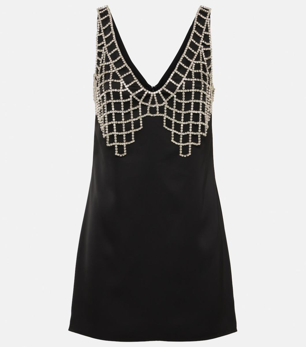 Self Portrait Embellished satin minidress
