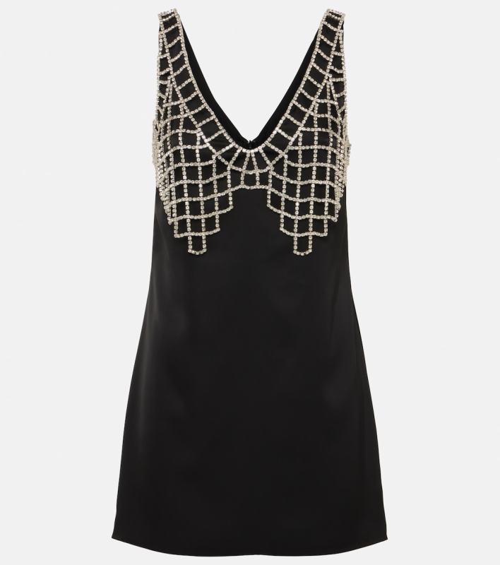 Self Portrait Embellished satin minidress