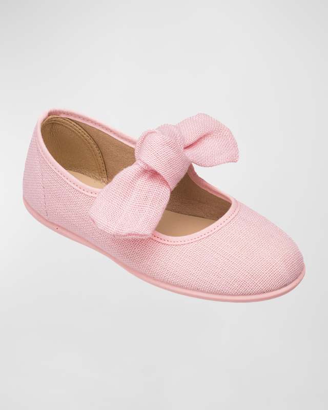 Girl's Linen Mary Jane Flats, Baby/Toddler/Kids