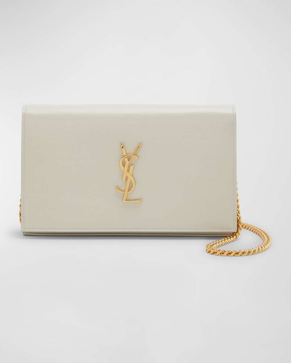 Kate Medium YSL Wallet on Chain in Croc Embossed Leather