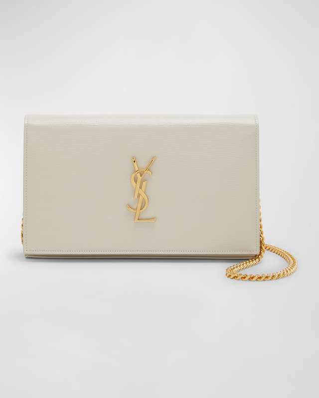 Kate Medium YSL Wallet on Chain in Croc Embossed Leather