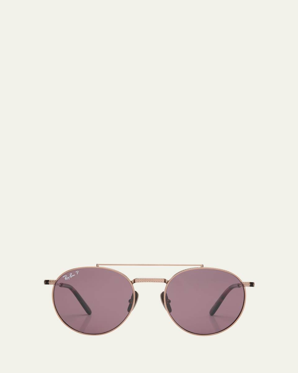 Polarized Mixed-Media Rounded Aviator Sunglasses