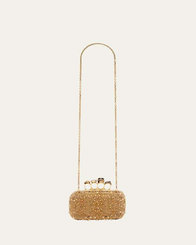 The Skull Crystal Knuckle Clutch Bag