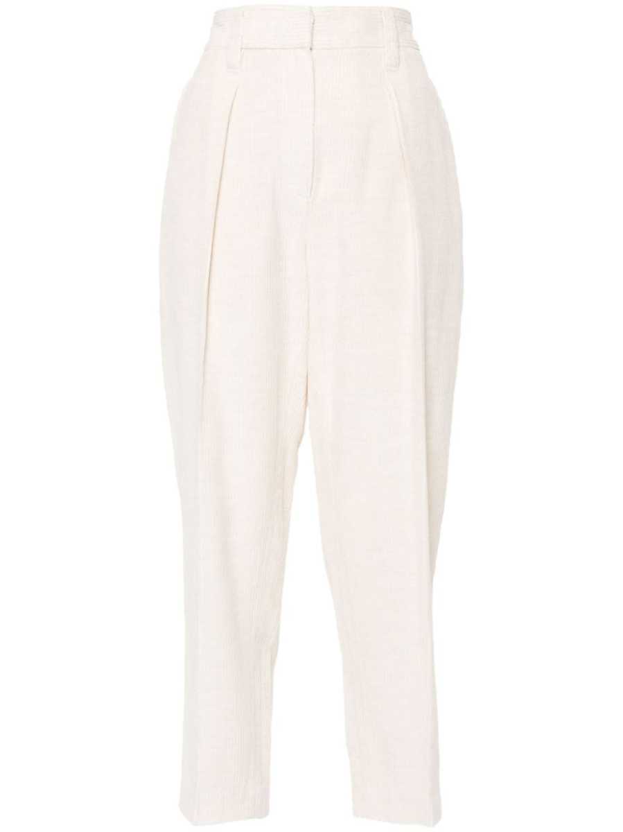 pressed-crease corduroy trousers