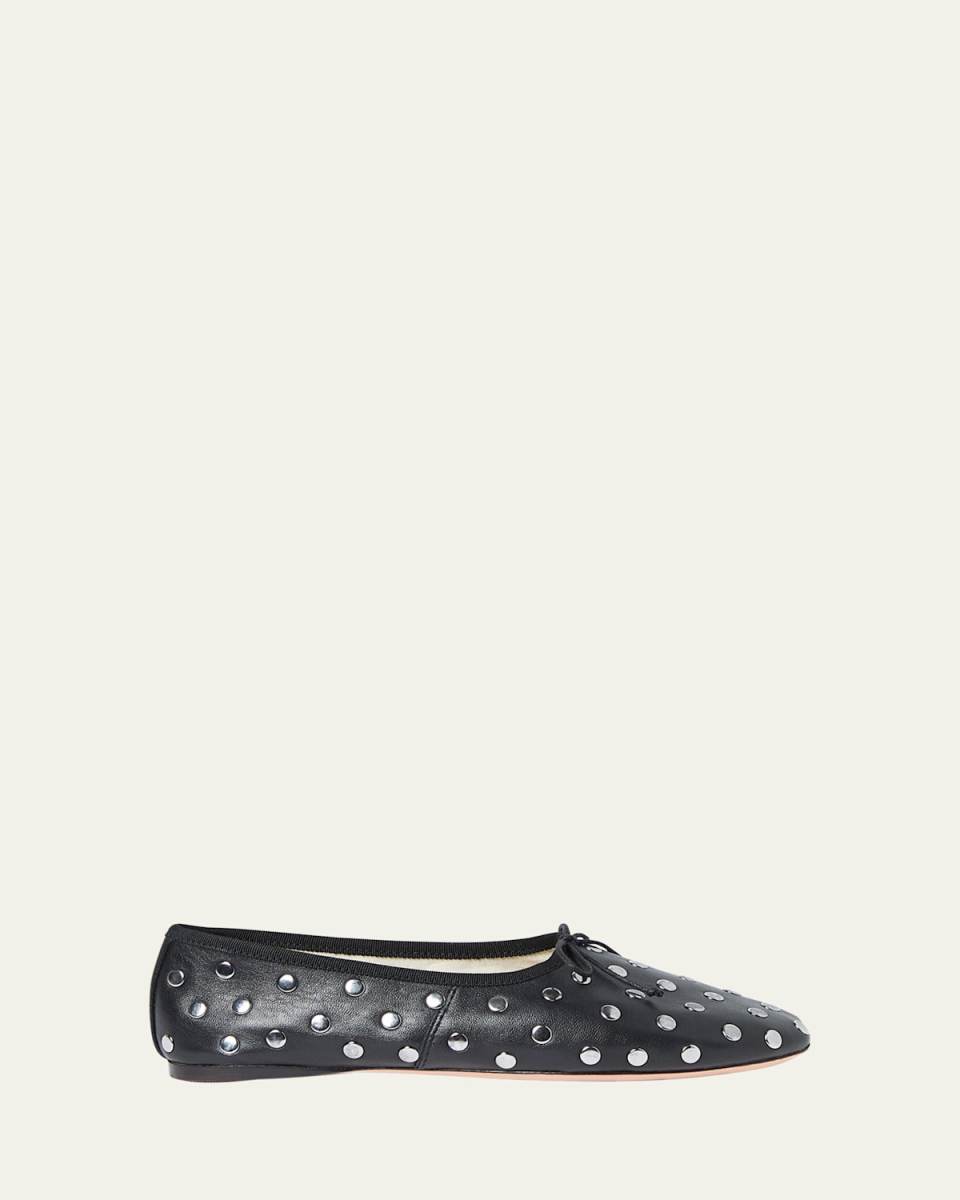 Landon Studded Leather Ballerina Flats