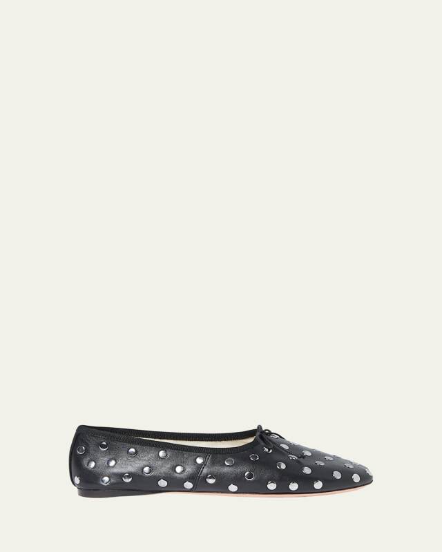 Landon Studded Leather Ballerina Flats