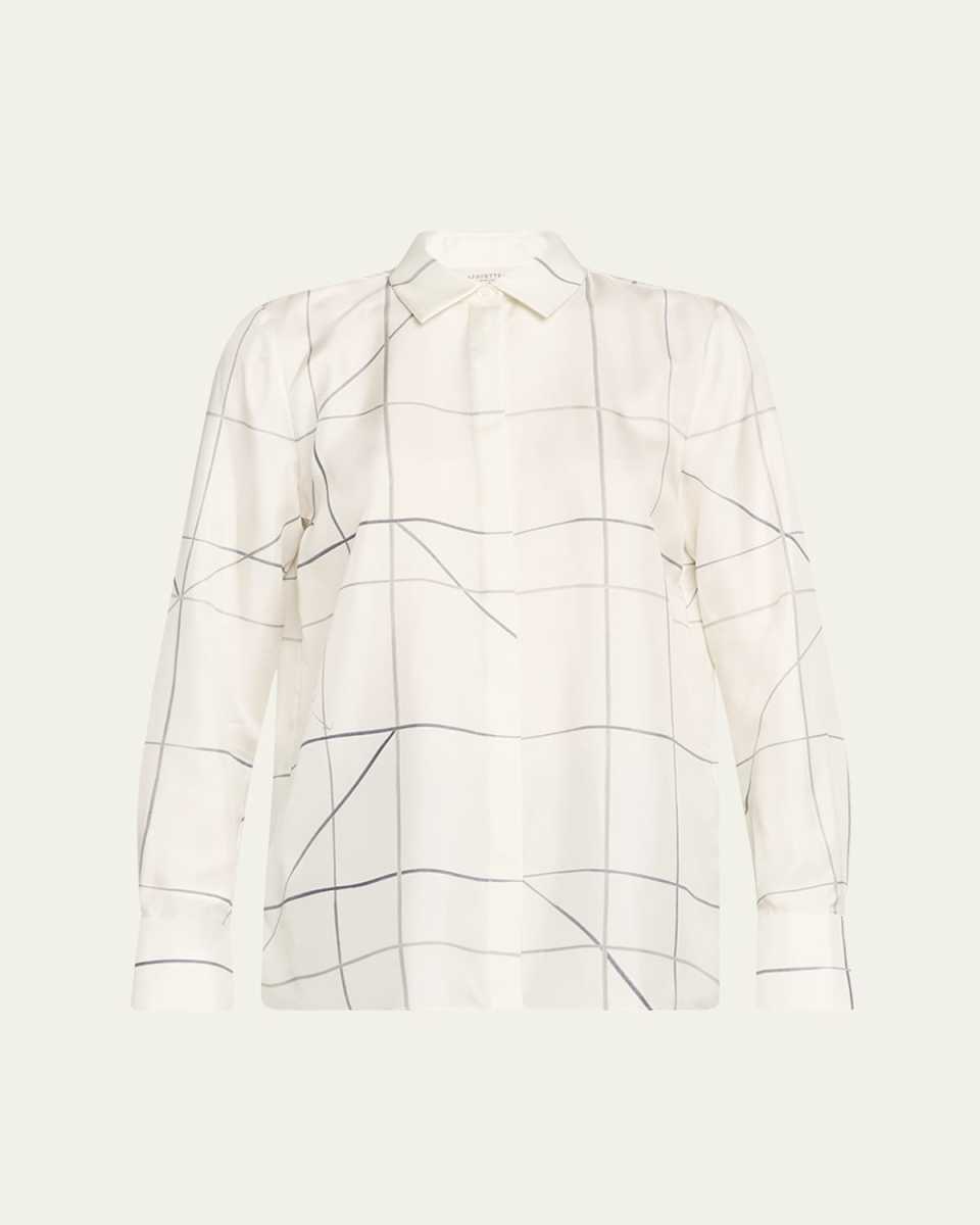 Scottie Graphic-Print Silk Twill Blouse
