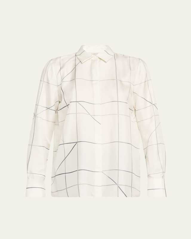 Scottie Graphic-Print Silk Twill Blouse