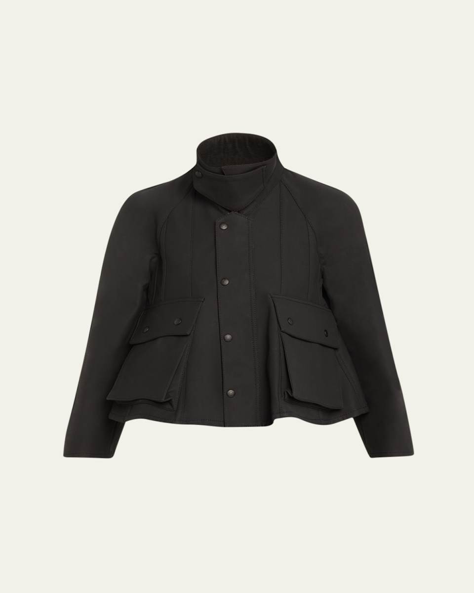 Short Trapeze Parka Jacket with Patch Pockets