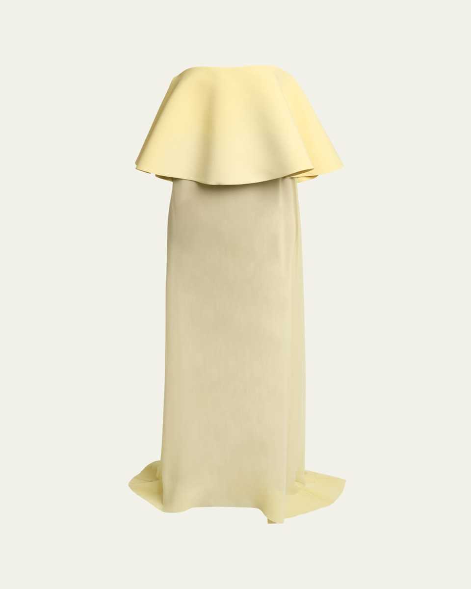 Vela Long Sheer Strapless Dress