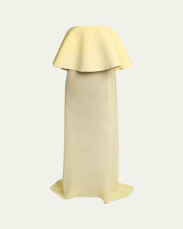 Vela Long Sheer Strapless Dress