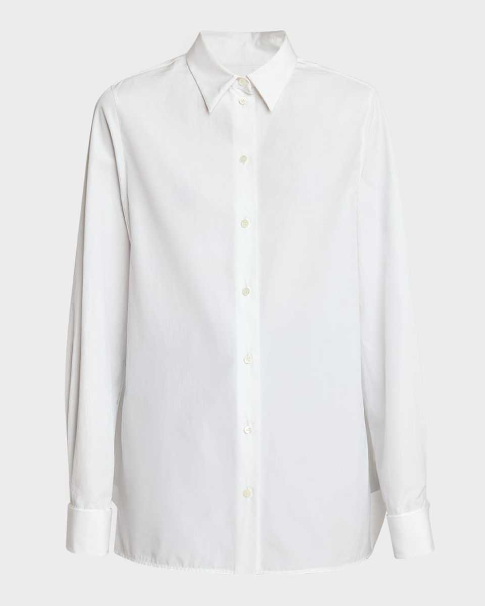 Split-Back Oversized Button-Front Shirt