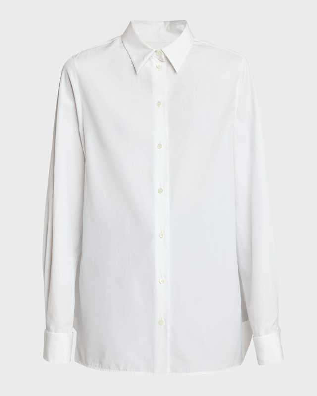 Split-Back Oversized Button-Front Shirt