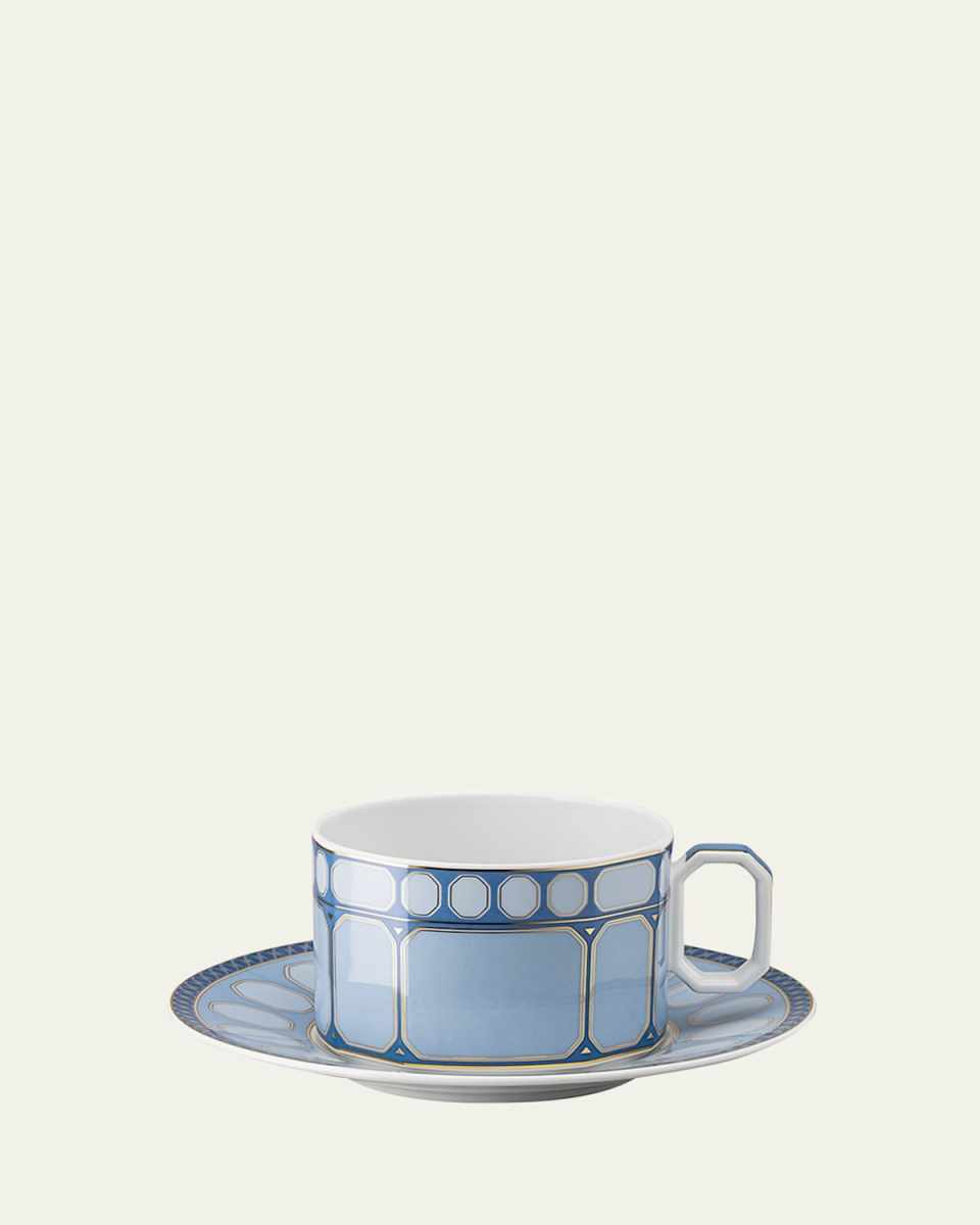 Signum Tea Cup & Saucer, Azure Blue