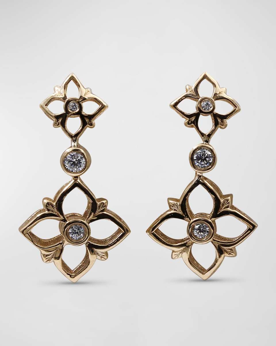 White Diamond Signature Earrings in 18K Gold