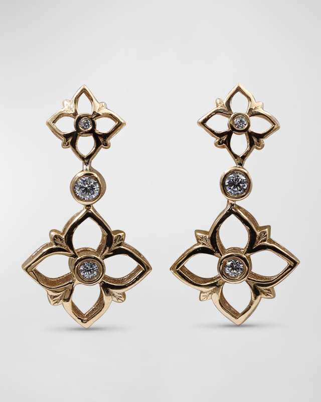 White Diamond Signature Earrings in 18K Gold