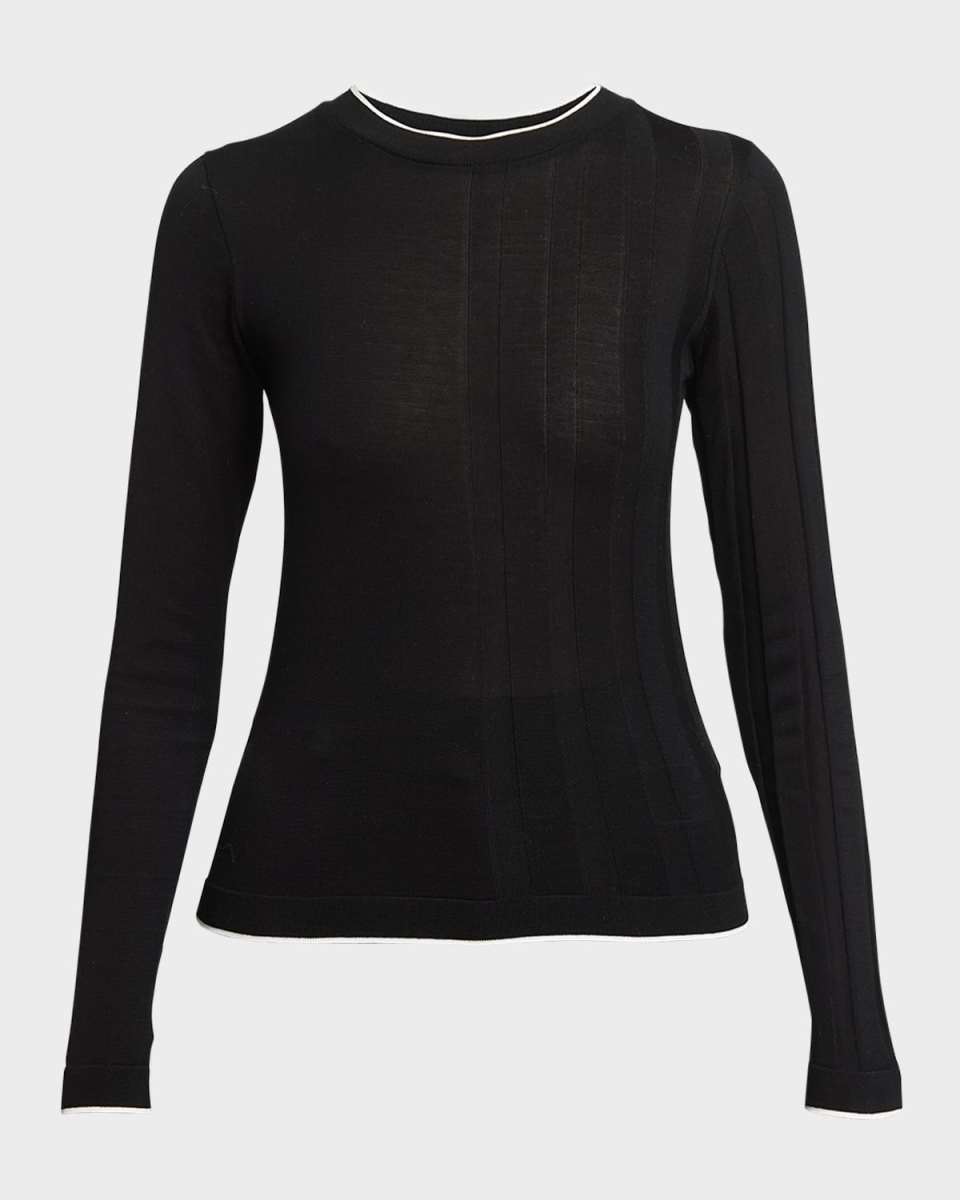 Tricot Long-Sleeve Wide Rib Sweater