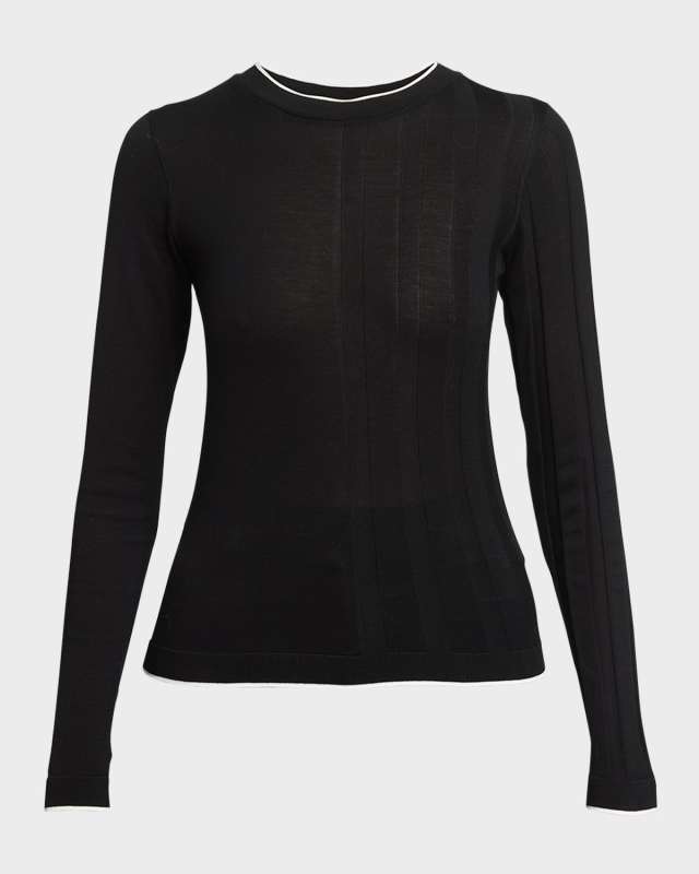 Tricot Long-Sleeve Wide Rib Sweater