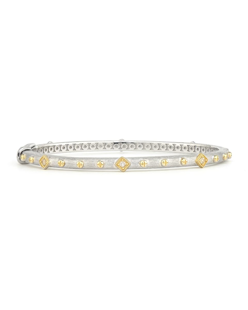 Mixed Metal Alternating Kite Bangle w/ Diamonds