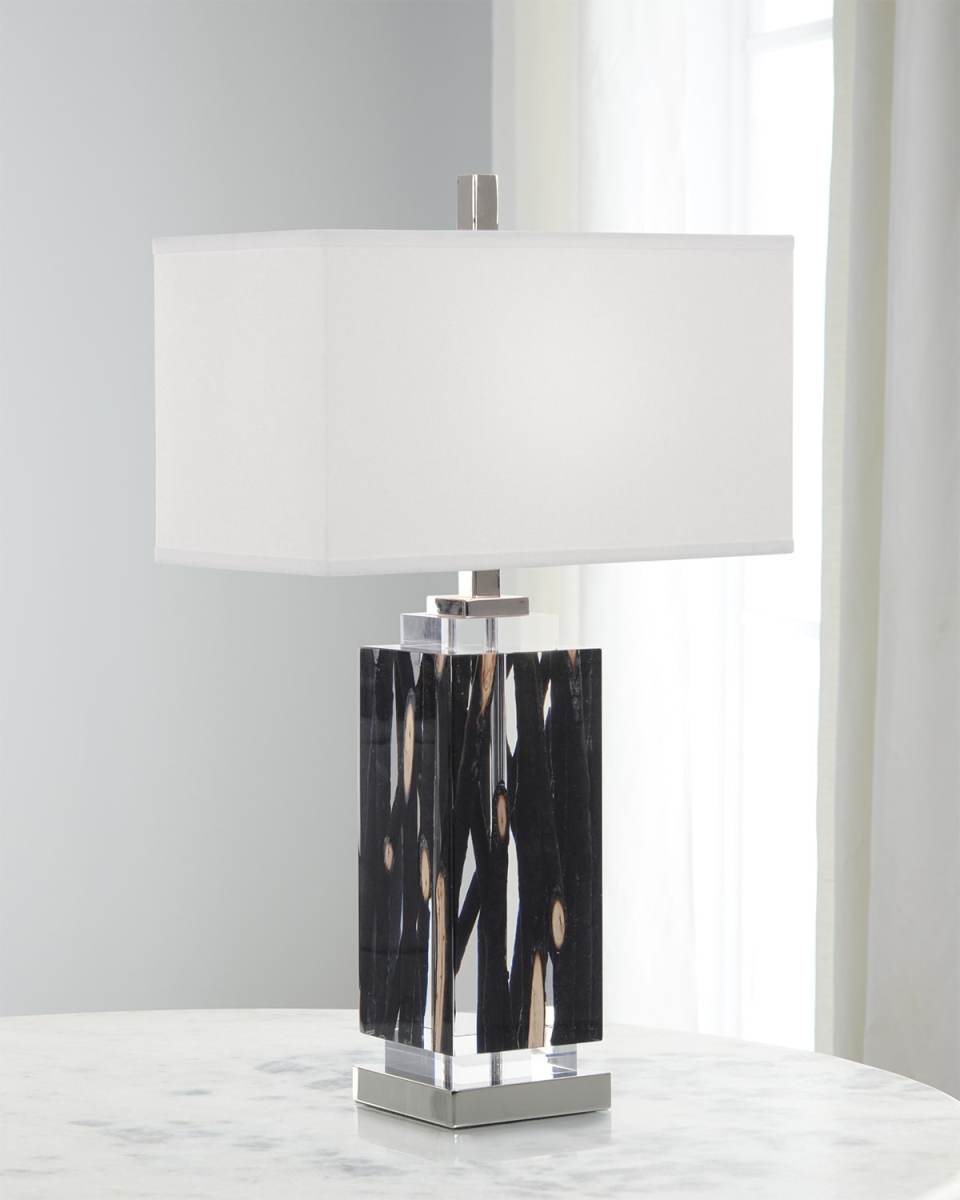 Charred Branches Suspended in Acrylic Table Lamp
