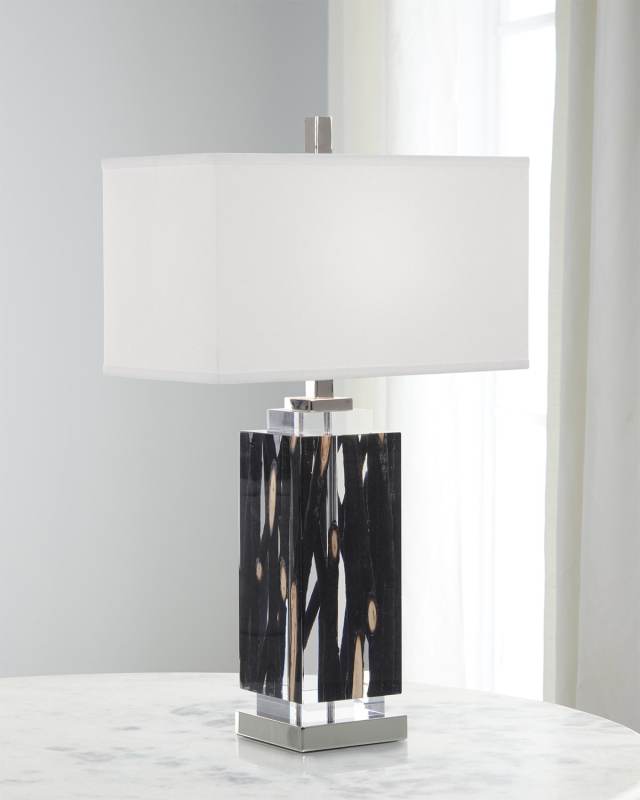 Charred Branches Suspended in Acrylic Table Lamp