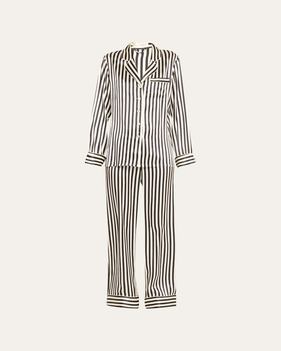 Lila Nika Striped Silk Long Pajama Set