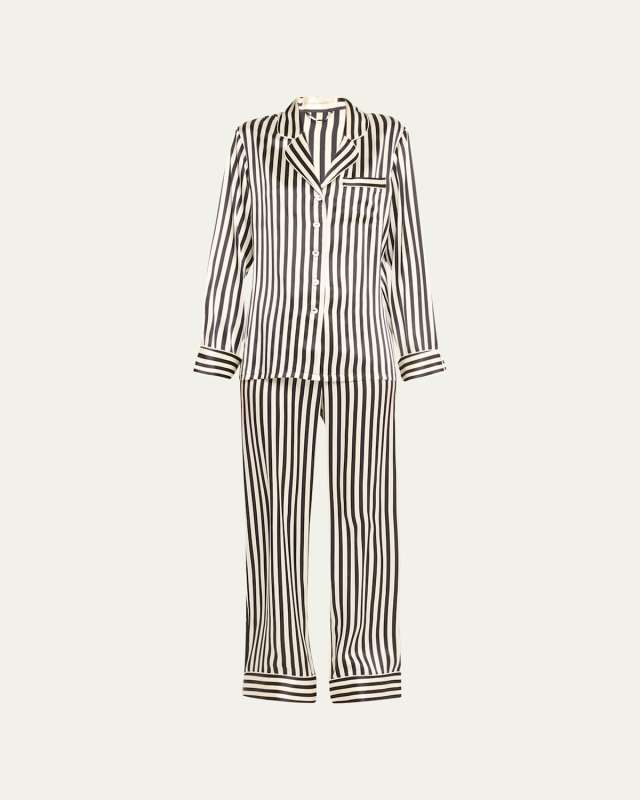 Lila Nika Striped Silk Long Pajama Set