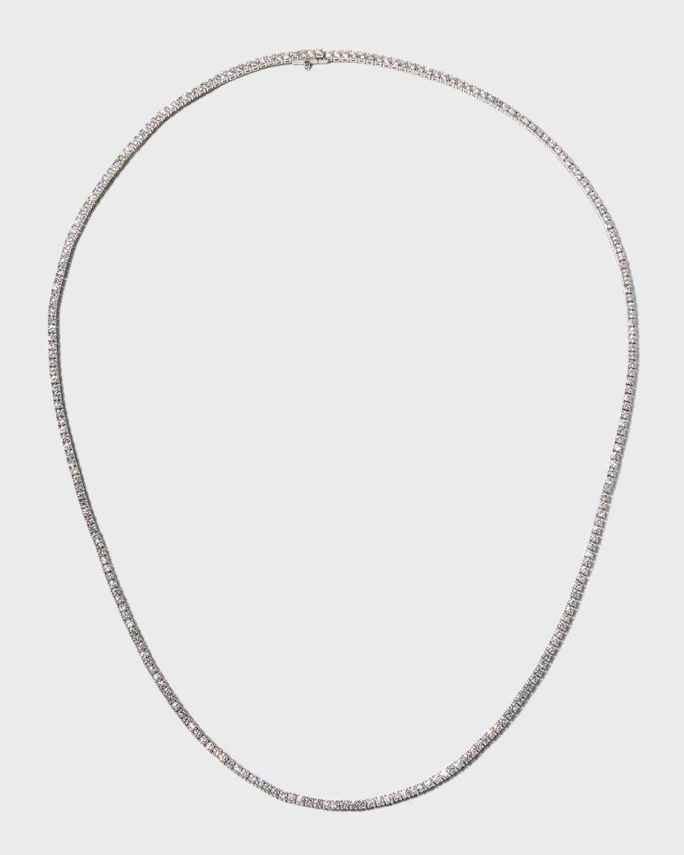 White Gold 4-Prong Diamond Line Necklace, 16.5"L, 3.5tcw