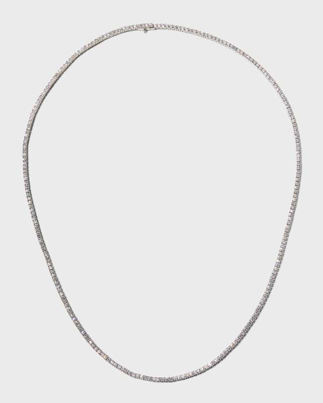 White Gold 4-Prong Diamond Line Necklace, 16.5"L, 3.5tcw