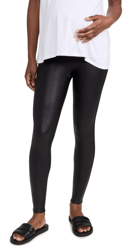 SPANX Mama Faux Leather Leggings Very Black