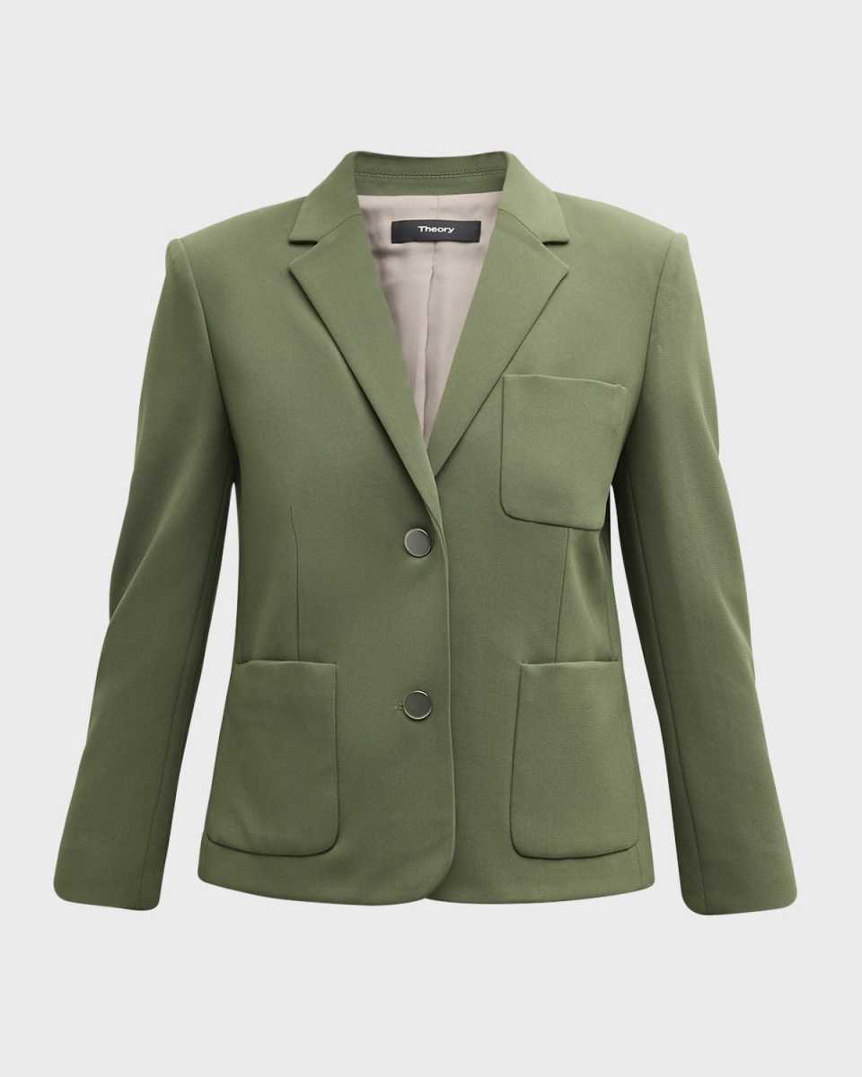 Patch Pocket Shrunken Crepe Jacket