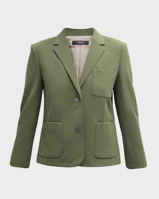 Patch Pocket Shrunken Crepe Jacket