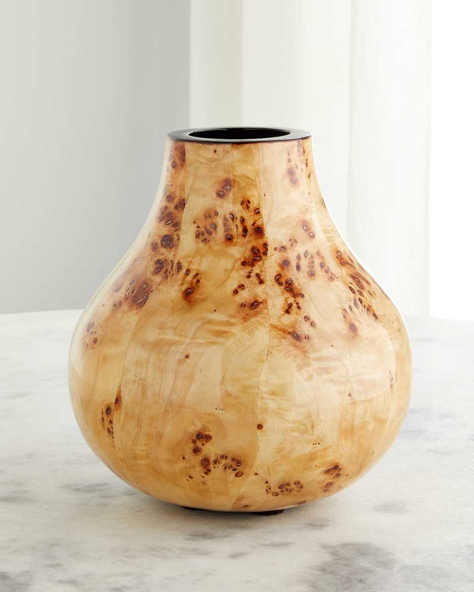 Burl Veneer Small Teardrop Vase