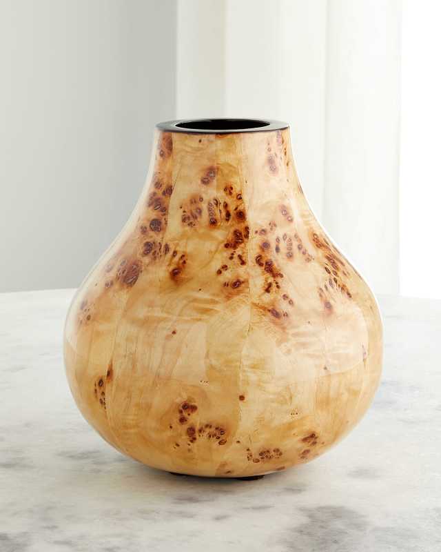 Burl Veneer Small Teardrop Vase