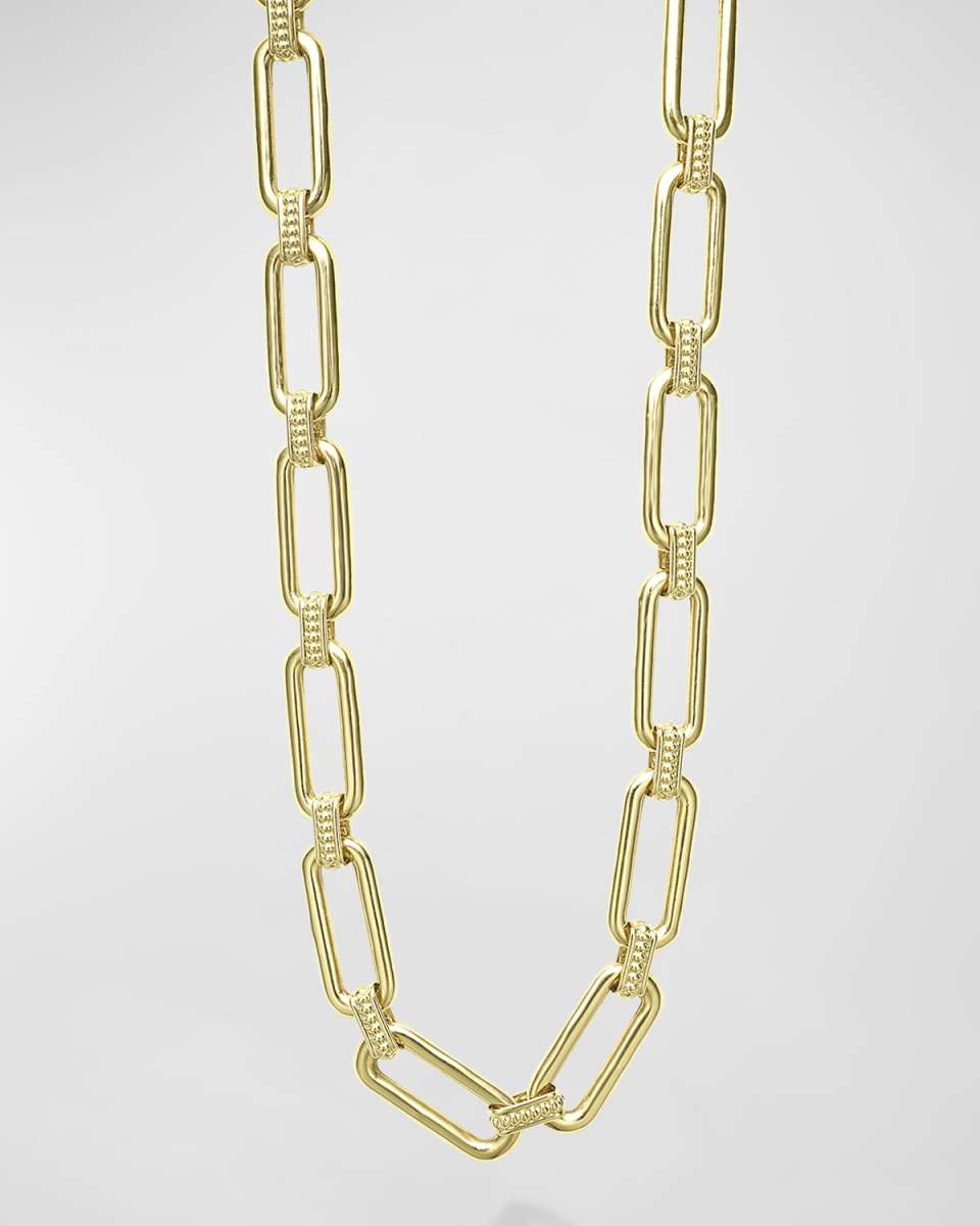 18K Signature Caviar Toggle Smooth Oval Link Necklace