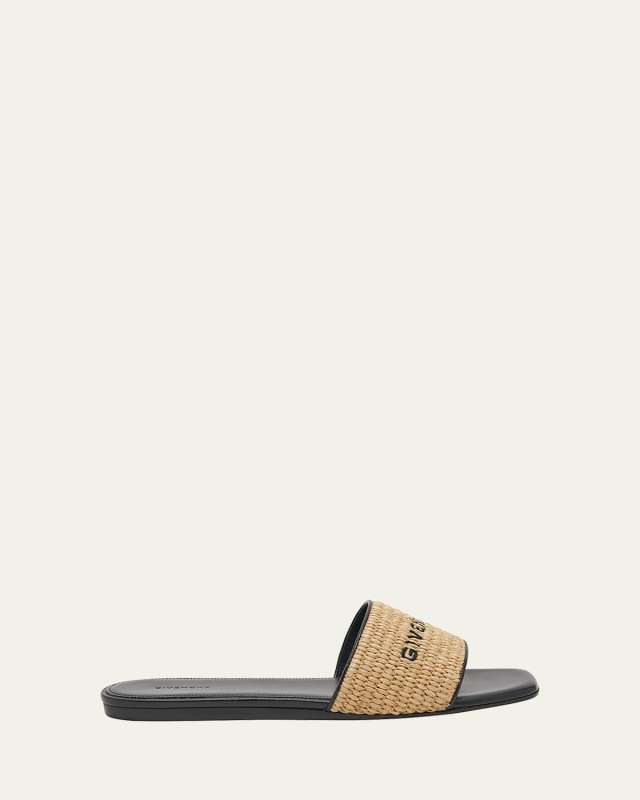 4G Logo Raffia Flat Sandals