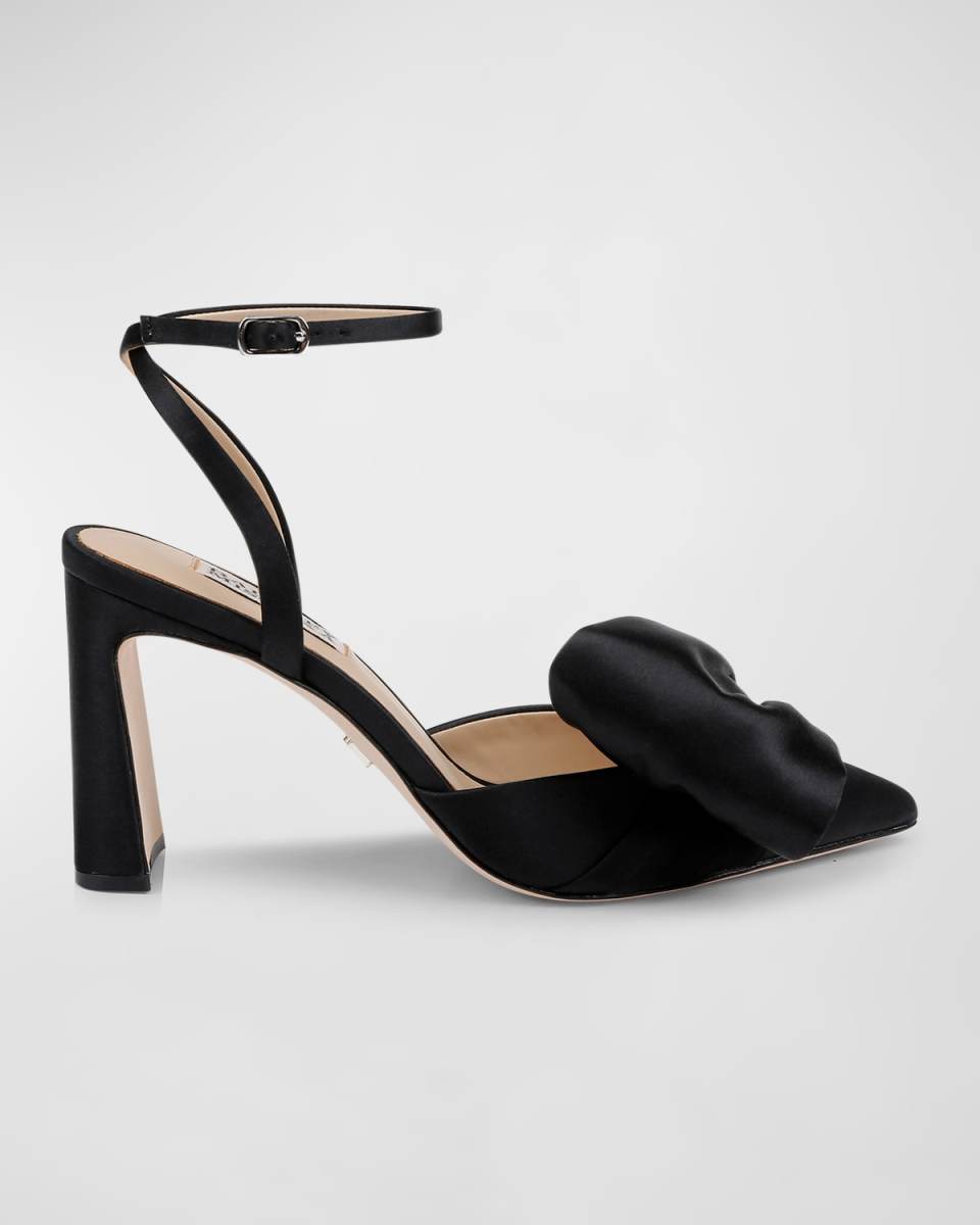 Alease Silk Bow Ankle-Strap Pumps
