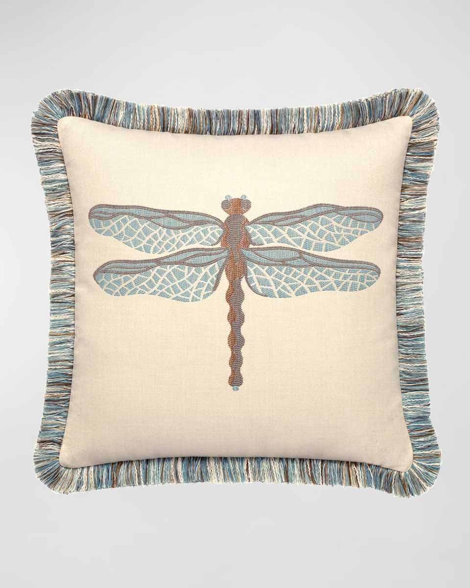 Dragonfly Sunbrella Pillow, Light Blue