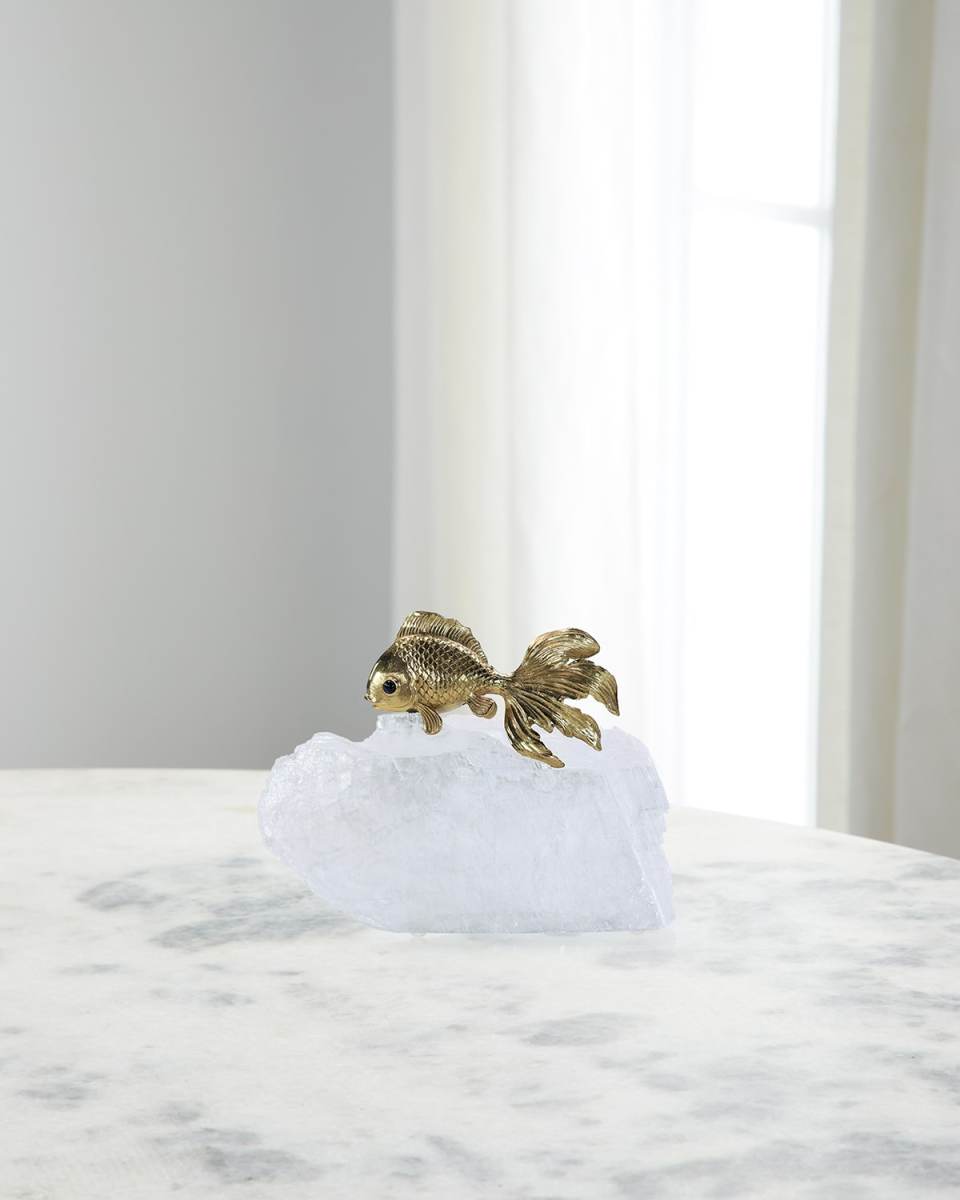 Fantail Goldfish Sculpture on Selenite III