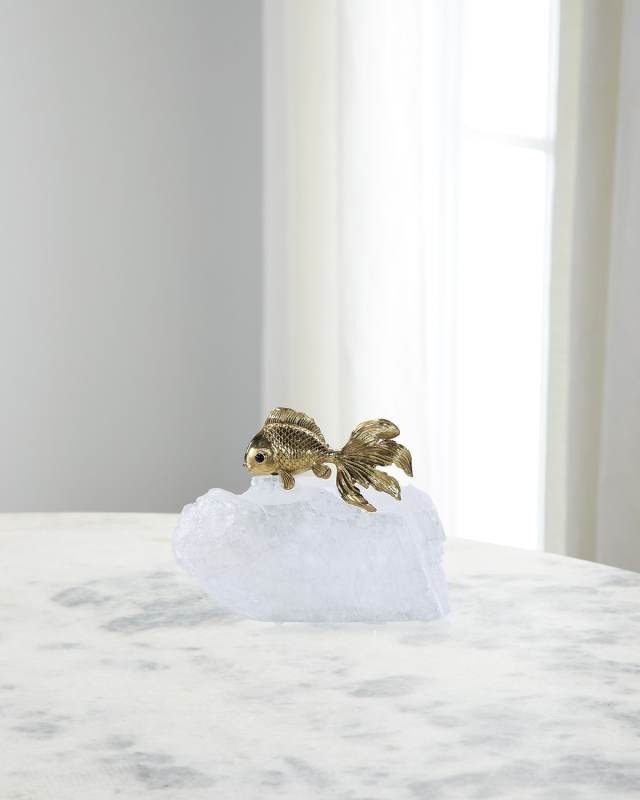 Fantail Goldfish Sculpture on Selenite III