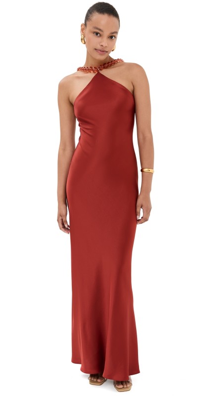 STAUD Cadence Dress Rust