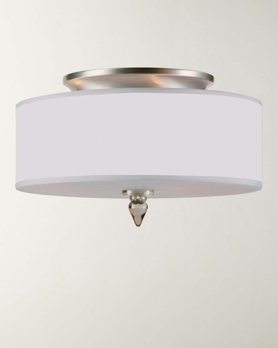 Luxo 3-Light Drum Shade Nickel Flush Mount