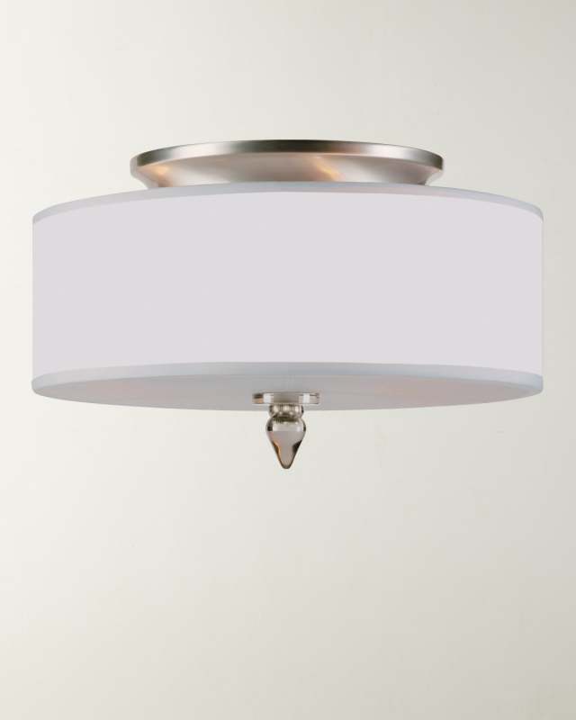 Luxo 3-Light Drum Shade Nickel Flush Mount